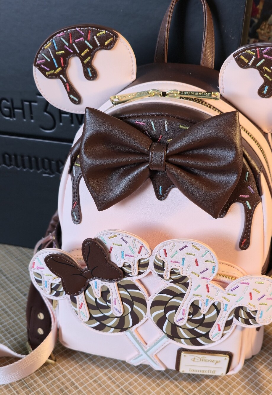 Disney Pink and Brown Donut-Accent Kids Mini Backpack